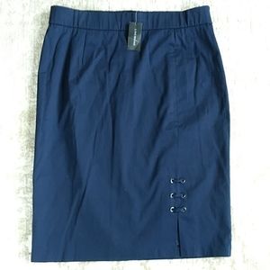 NEW Lane Bryant Grommet Lined Pencil Skirt 14 Navy Blue